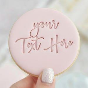 CUSTOM Any Text Fondant Stamp 1 - (Fits M&S) Personalised Cookie Embosser Stamp