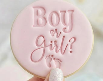 Boy or Girl? - Cookie Embosser Fondant Stamp Reverse - New Baby Shower Baking