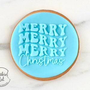 Merry Christmas Style 3 - Christmas Reverse Fondant Embosser Stamp