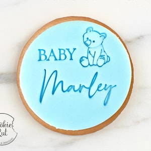 Personalised Baby Fondant Cookie Stamp Style 2 - Baby Shower Custom Biscuit Stamp Embosser Fondant Cake Decorating Icing Cupcakes Stencil