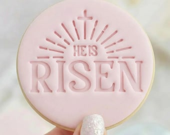 He Is Risen Stamp - Cookie Embosser Fondant Stamp - Easter Baking