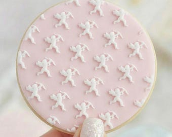 Cupid Pattern - Cookie Embosser Fondant Stamp - Valentine's Day Love Baking Reverse