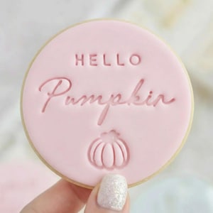 Hello Pumpkin - Cookie Embosser Fondant Stamp - Halloween Spooky Baking