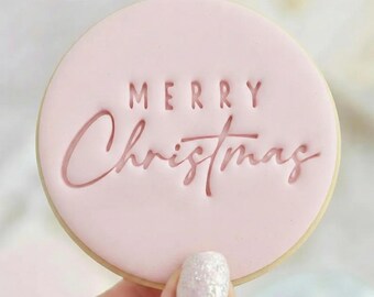 Merry Christmas 4 - Cookie Embosser Fondant Stamp - Christmas Festive Baking