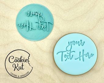 CUSTOM Any Text Fondant Stamp - Choose Your Font - (Fits M&S) Personalised Cookie Embosser Stamp