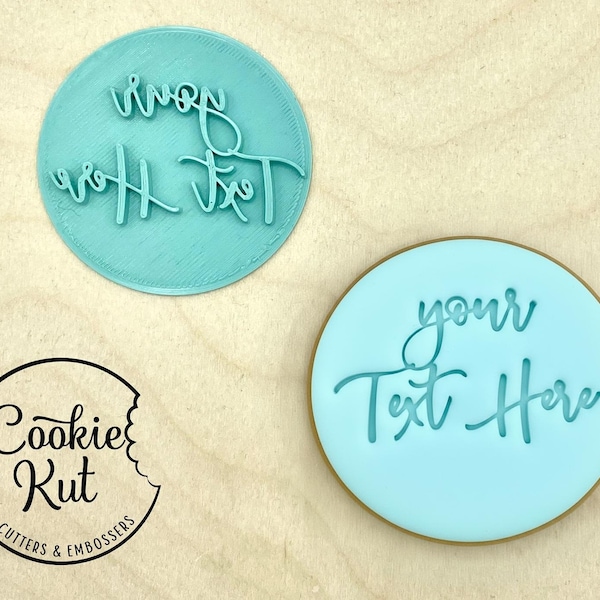 CUSTOM Any Text Fondant Stamp - Choose Your Font - (Fits M&S) Personalised Cookie Embosser Stamp