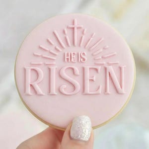 He Is Risen - Cookie Embosser Fondant Stamp Reverse - Easter Baking