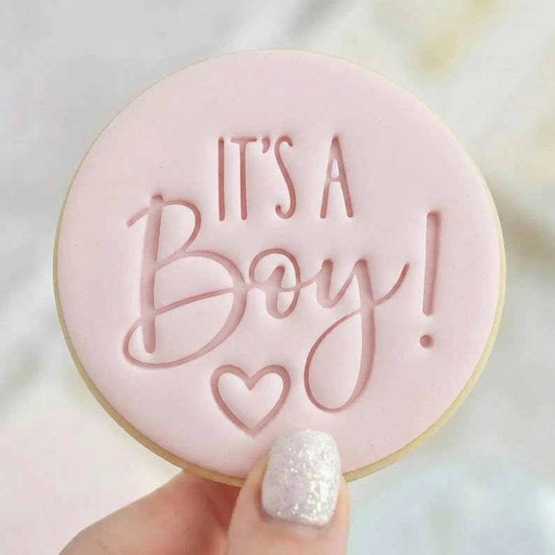 It's A Boy! - Cookie Embosser Fondant Stamp Reverse - New Baby Shower Baking image 1
