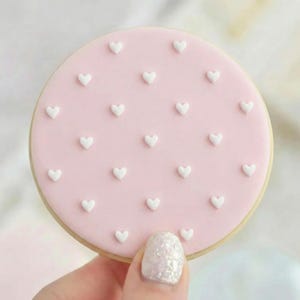 Heart Dots Pattern - Cookie Embosser Fondant Stamp - Valentine's Day Love Baking Reverse
