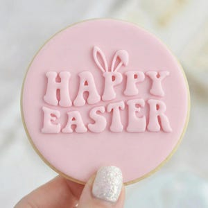 Happy Easter – Retro Cookie Biscuit Fondant Embosser Stamp - Easter Baking