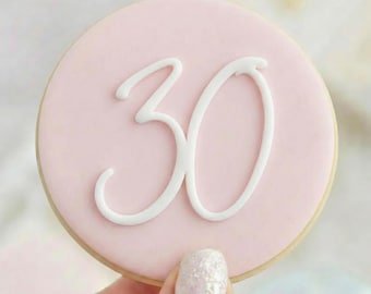 30. urodziny Fondant Embosser Stamp Cookie Reverse Birthday Pieczenie