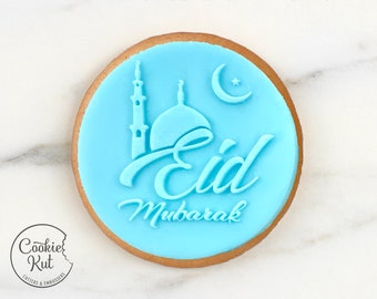 Eid Mubarak Embosser 1 - Eid Cookie Biscuit Stamp Reverse Fondant Cake Decorating Icing Cupcakes Stencil