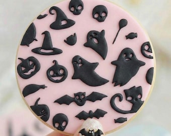 Halloween Pattern 1 - Cookie Embosser Fondant Stamp - Halloween Spooky Baking Reverse