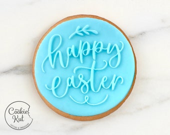 Happy Easter 1 Cookie Biscuit Stamp Embosser Fondant Reverse Cake Decorating Icing Cupcakes Stencil