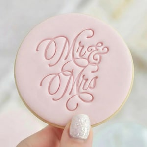 Mr & Mrs 1 - Engagement Cookie Embosser Fondant Stamp - Hen Party Wedding Bridal Shower Baking