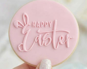 Happy Easter 6 Embosser - Cookie Embosser Fondant Stamp - Easter Baking