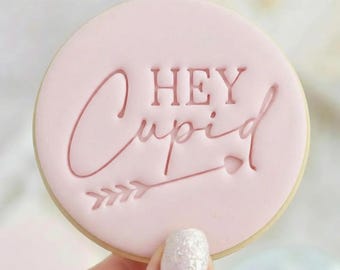 Hey Cupid - Cookie Embosser Fondant Stamp - Valentine's Day Love Baking