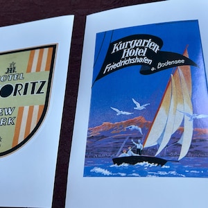 Pegatinas de viajes internacionales de aproximadamente 5” x 7”. Logotipos de hoteles y cruceros, ideales para decorar el hogar, maletas u otras manualidades.