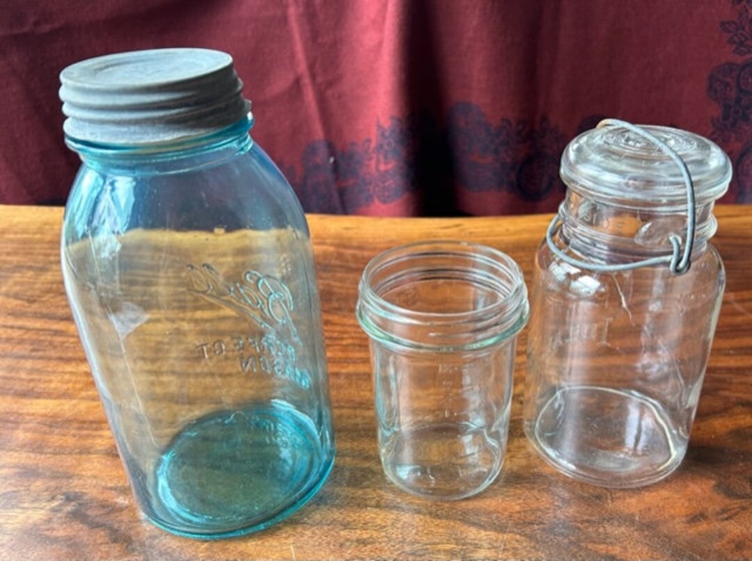 3 Ball Jars 19331962 Wire Bale Zinc Lid Etsy