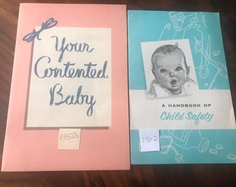 12 Vintage 1930-1964 children’s books & pamphlets.  Includes Vintage teal-colored Office Girl's Workshop Portfolio 5.