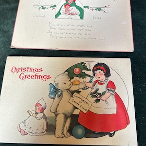 24 Vintage Weihnachtspostkarten 1911-1927 3,5” x 5,5”. Handgeschriebene Botschaften. für Scrapbooking. Basteln mit Papier.