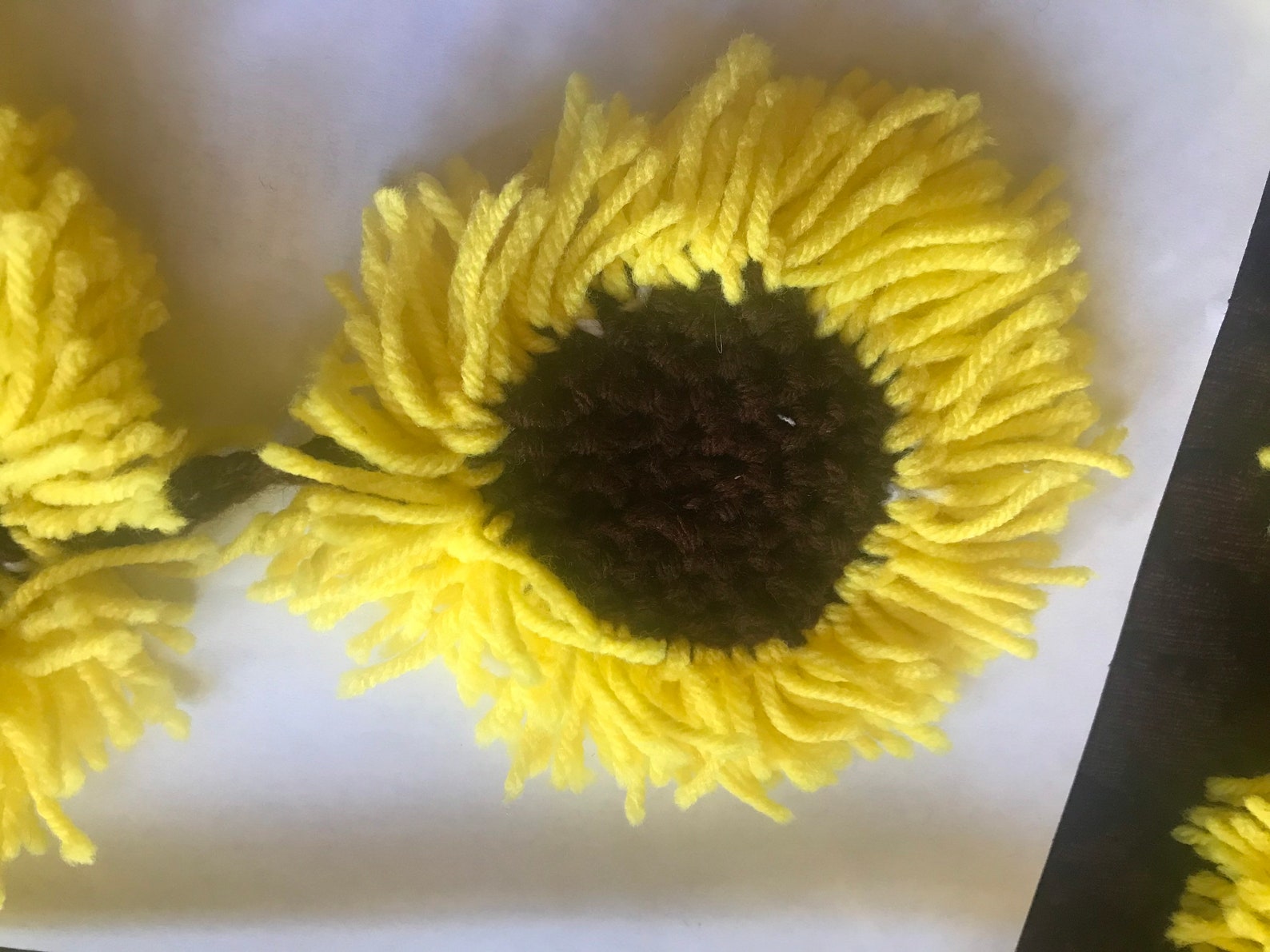 5 Wide Yellow & Brown Yarn Sunflowers Chain 95 Long. 16 Etsy