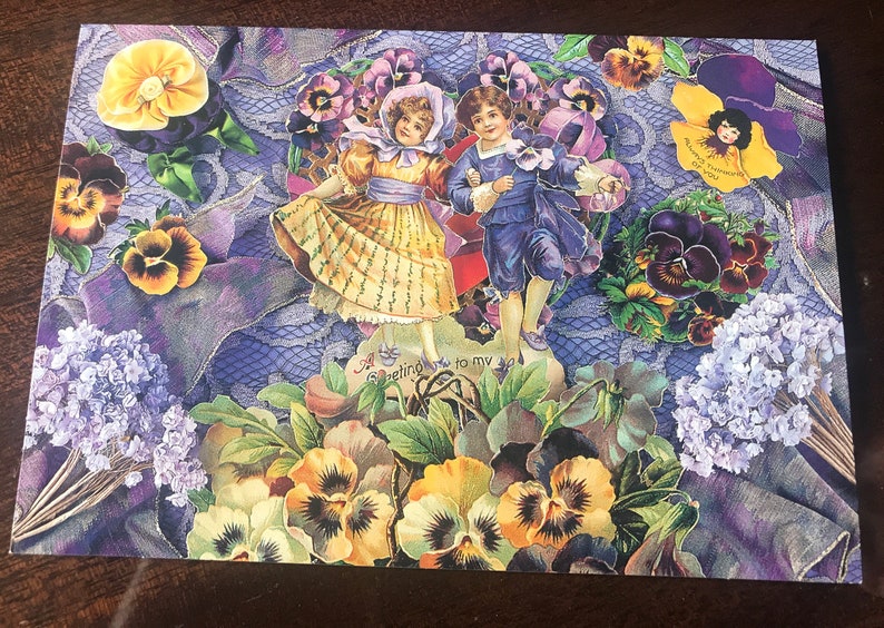 blank inside. 24 Victorian style greeting cards images of children and flowers