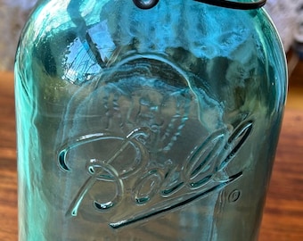 Three Vintage Blue Ball Mason Jars, 1920s Canning Jars