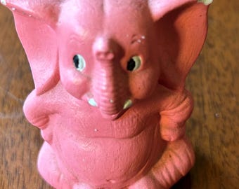 Pink elephant figurine 1975, Cracker Jack periscope toy, tiny portable salt and pepper shakers.