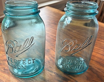 Vintage Blue Ball Mason Quart Jars (1910-1923)