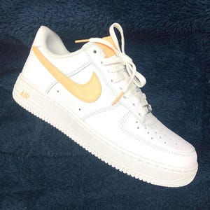 Custom Nike Air Force 1 One painted ‘Cream’ Swoosh
