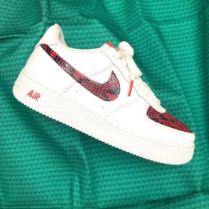 Nike Air Force 1 One Custom Red and Black ‘Snakeskin’ professional Fully Customized mens, women’s, kids shoes