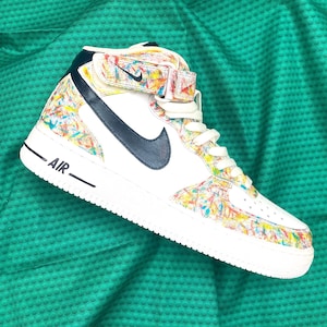 Customized Nike Air Force 1 One Mid painted Multi Fruit Loops Men’s, Women’s, Kids Shoes