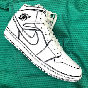 Custom Nike Air Jordan 1 Cartoon Outline Black and White Shoes