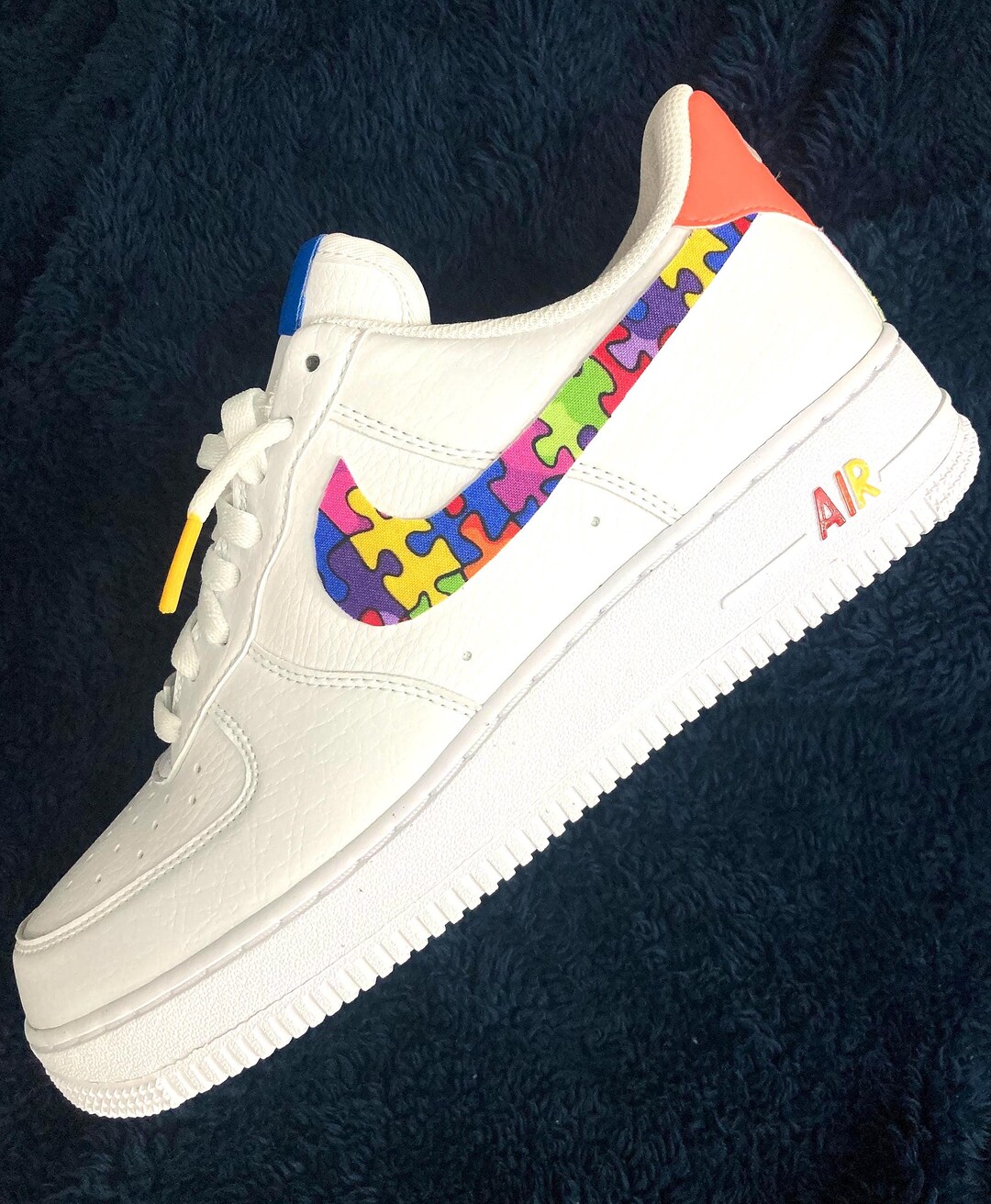 Custom Nike Air Force One 'autism Awareness' Autism Puzzle