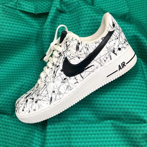Nike Air Force 1 One Custom ‘Splattered Metal’ Black and Chrome Shoes