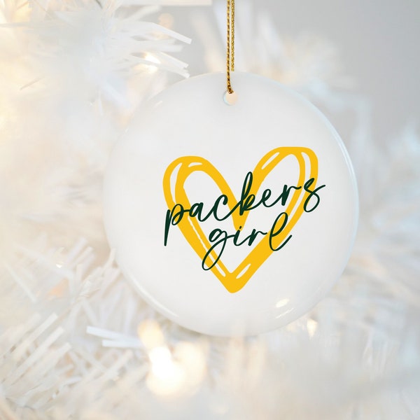 Packer Girl Ornament - Christmas Ornament - Green Bay Packers - Football Fan - Wisconsin Sports - Gifts for Her - Gift Tag - Go Pack Go