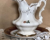 Delightful Vintage IRONSTONE Pitcher Victorian Style 1970s