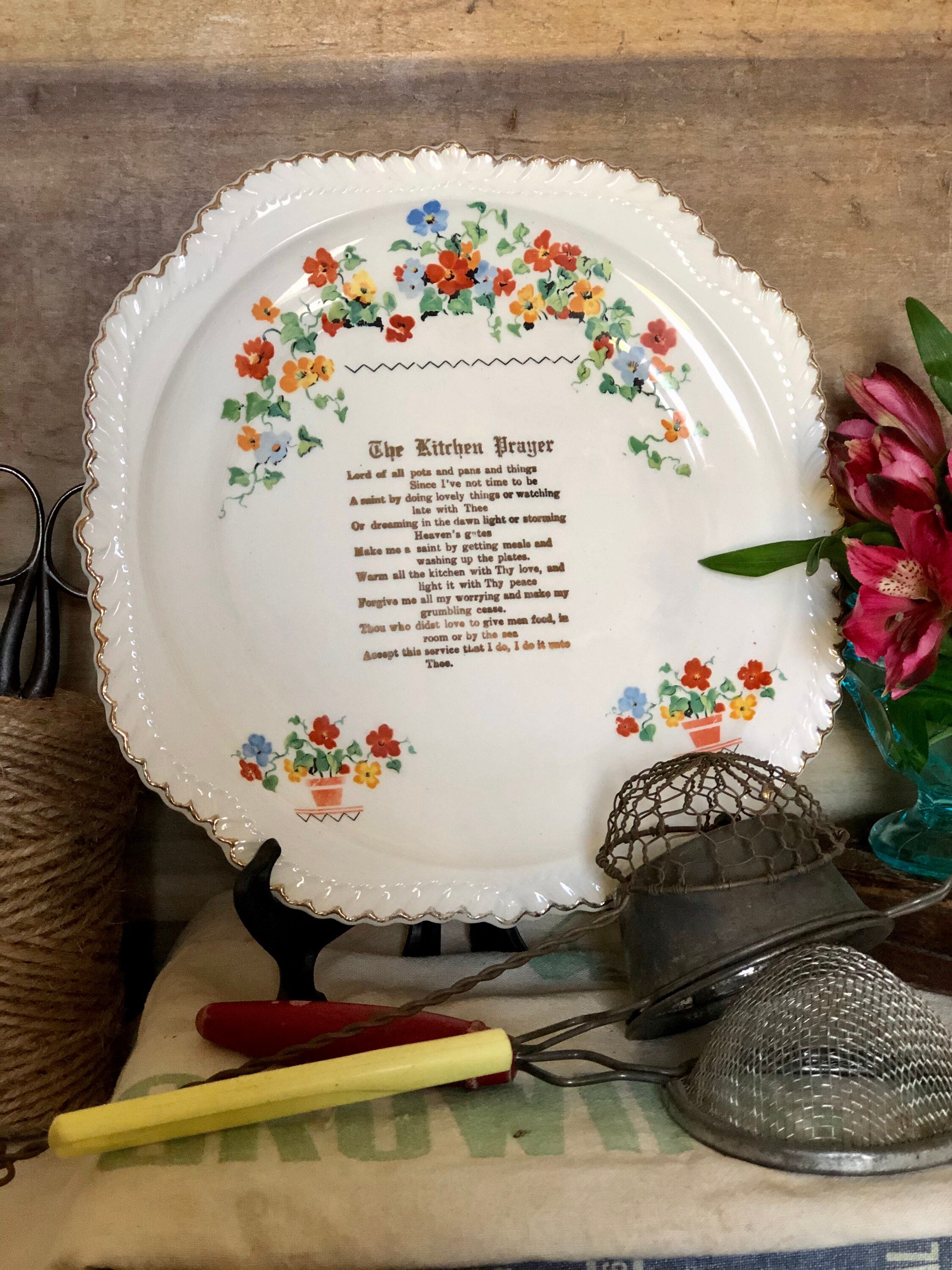 Kitchen Prayer Plate Vintage Farmhouse Wall Decor Etsy