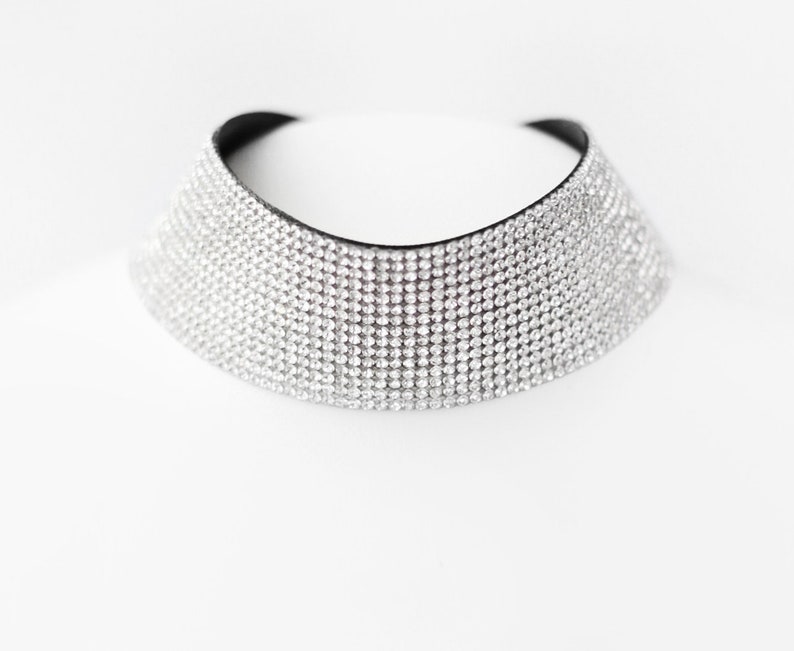 Wide Crystal Choker Necklace / Rhinestone Black Bow Choker / Etsy