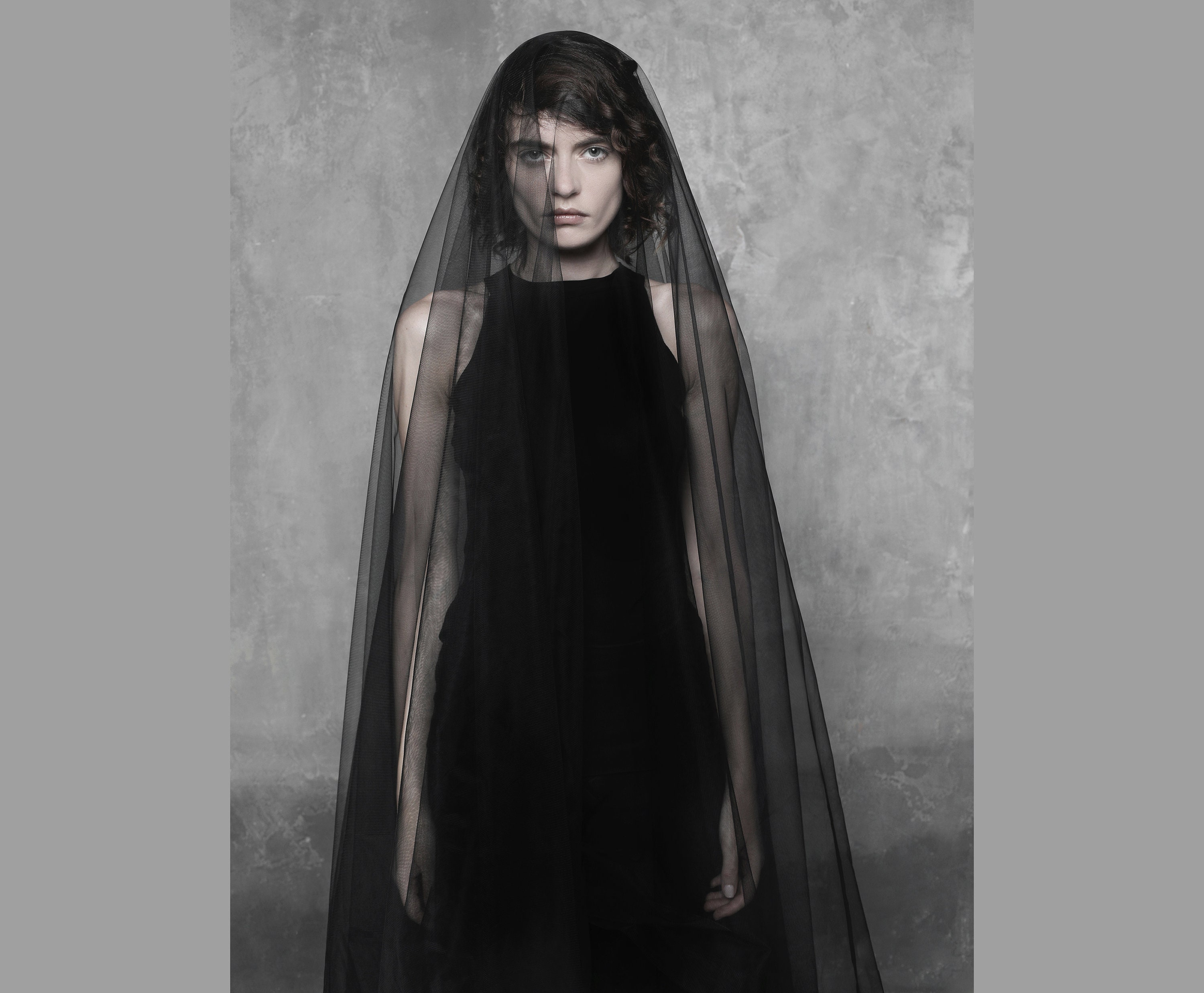 Black wedding drop veil / halloween wedding black sheer cape Etsy