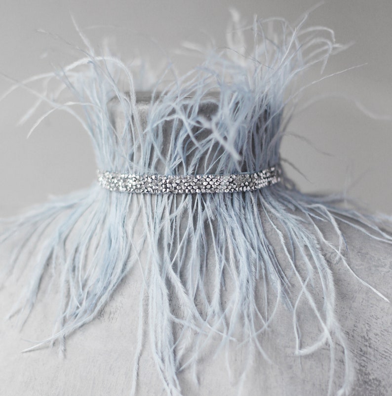 Dark red feather choker collar with rhinestones crystal choker necklace marsala ostrich feather necklace wide maroon BDSM neck piece