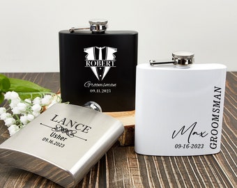 Custom Groomsmen Flask,Engraved Hip Flask,6OZ Flask, Stainless Steel Hip Flask,Groomsman Gift,Wedding Gift,Groomsman Proposal,Gift For Groom