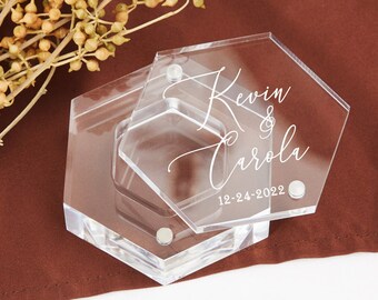 Personalized Wedding Ring Box,Acrylic Ring Box,Ring Box for Wedding Ceremony,Engagement Wedding Ring Box,Gifts for Bride,Ring Bearer Box