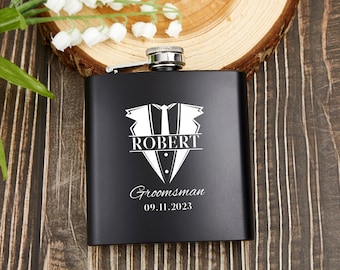 Benutzerdefinierte Edelstahl Flachmann, Bräutigam Flachmann, Flasche für Männer, Groomsmen Geschenke, Hochzeitsgeschenk, Groomsman Vorschlag, Geschenk für Männer, Best Men Geschenke