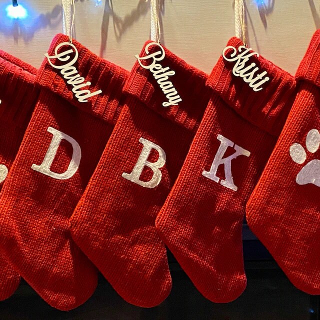 Christmas Stocking Name Tagspersonalized Stocking Tagwooden Etsy