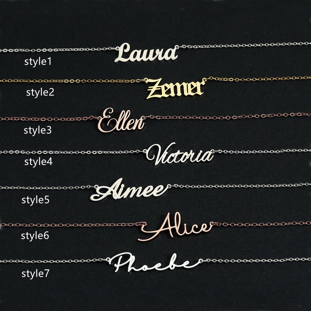 Name Necklace for Bridesmaids, Sterling Silver Name Necklace, Custom …