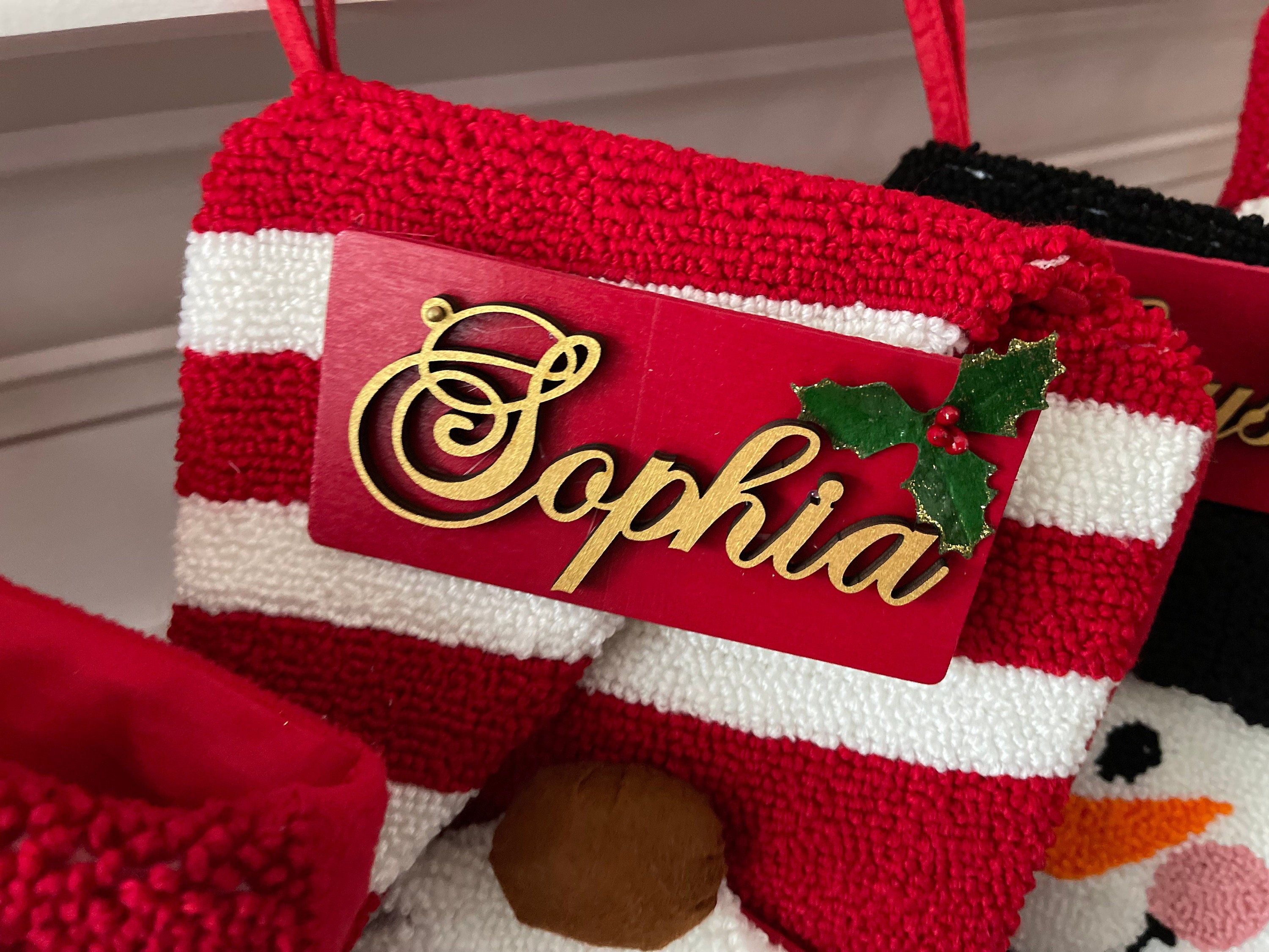 Christmas Stocking Name Tagspersonalized Stocking Tagwooden Etsy