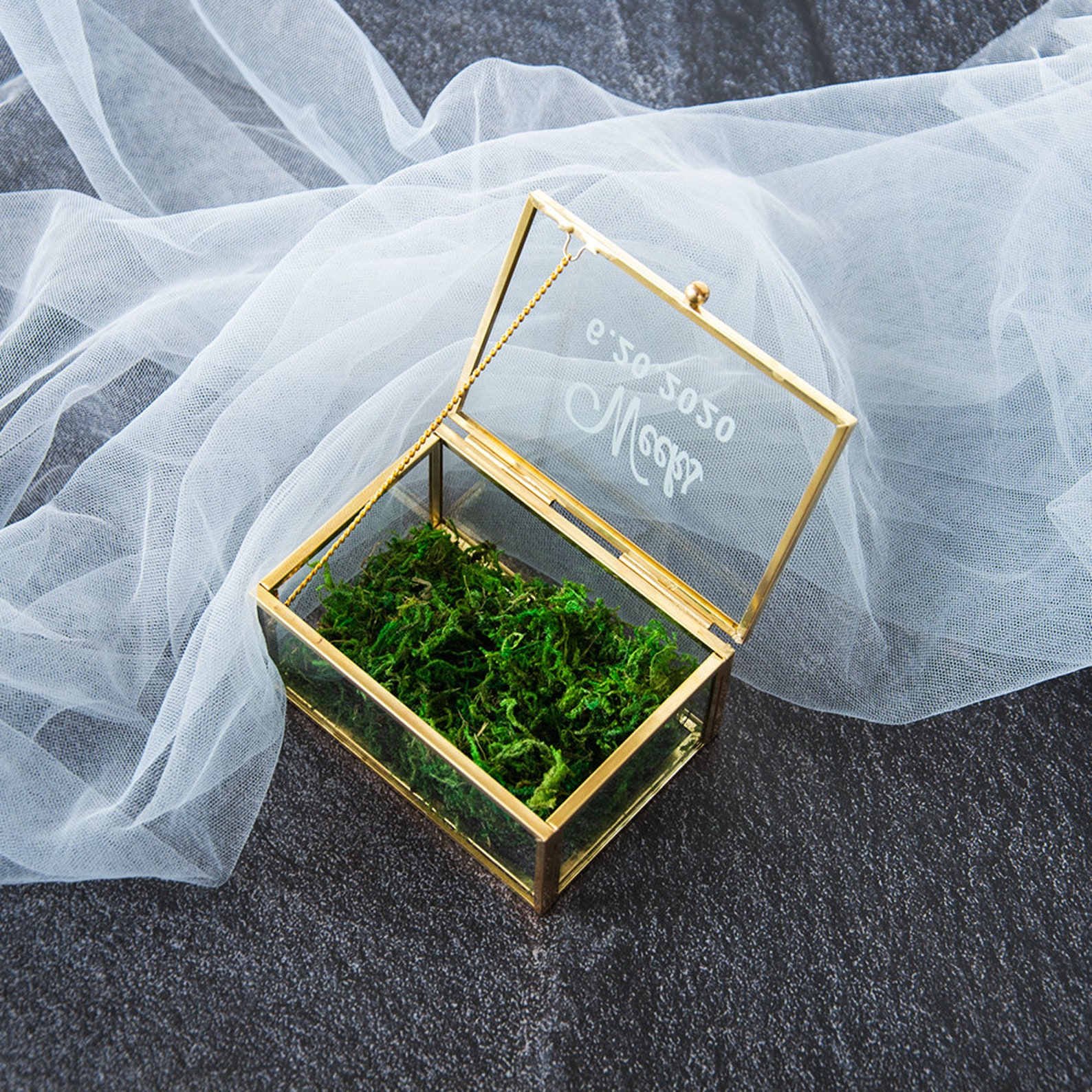 Personalized Glass Wedding Ring Box Engraved Ring Bearer Box Etsy