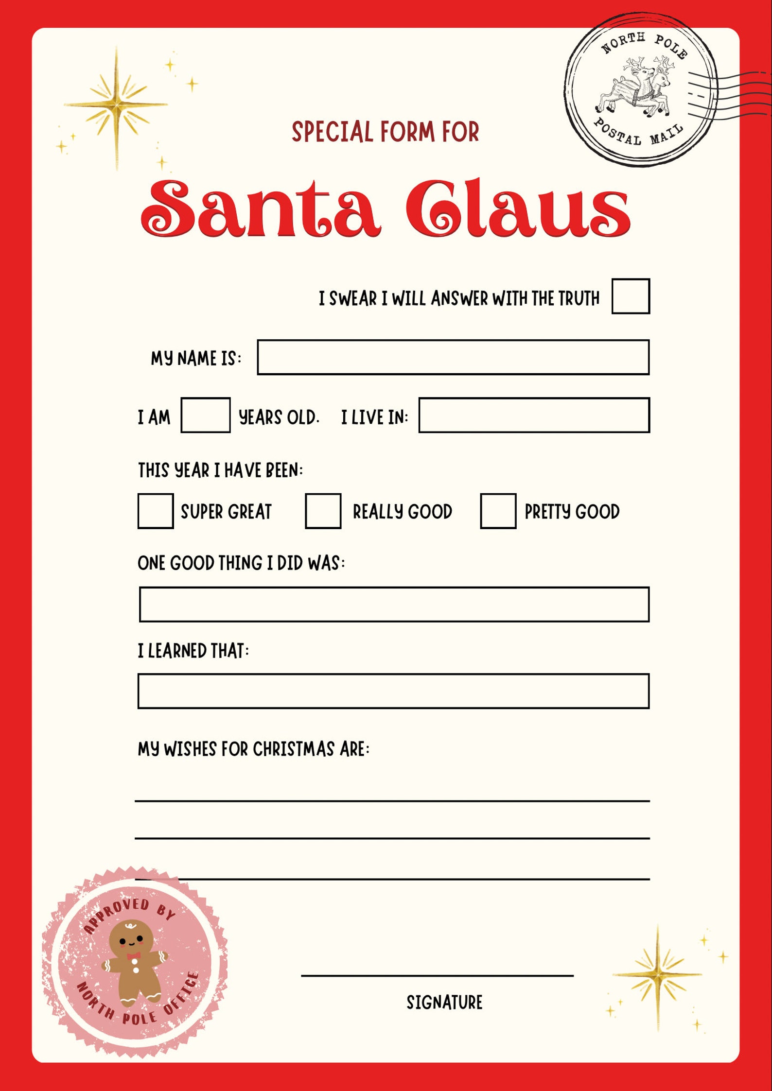 INSTANT DOWNLOAD Printable Letter to Santa, Letter From Santa for Kids ...